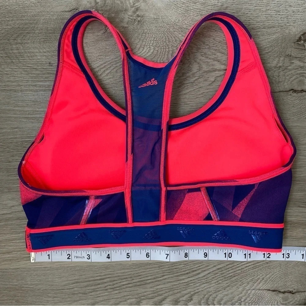 adidas Don't Rest Alphaskin Graphic Bra, Signal Pink/Royal Blue - Picture 4 of 11